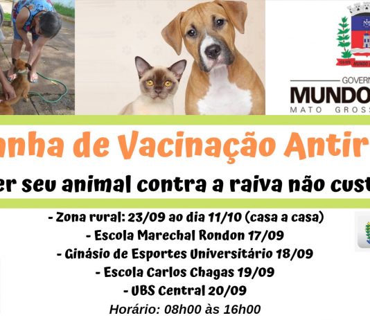 Campanha de Vacinação Antirrábica começa a partir desta terça-feira (17)