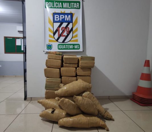 Em Iguatemi, Polícia Militar prende 03 homens por tráfico e apreende 241 quilos de drogas