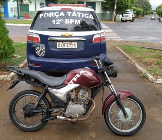 Em Naviraí, Polícia Militar apreende motocicleta adulterada