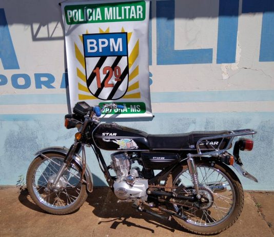 Em Japorã, Polícia Militar recupera motocicleta furtada