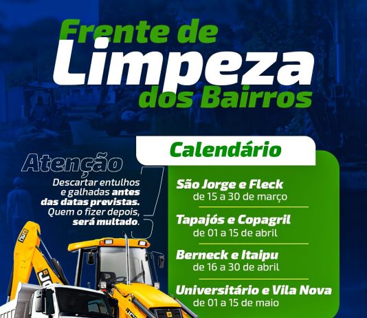 Mundo Novo – Frente de Limpeza iniciou trabalho nesta segunda no bairro São Jorge, conforme previsto