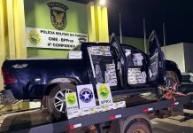 BPFron, BPRv e RF recuperam em Umuarama veículo furtado em Maringá carregado com 3.000 pacotes de cigarros