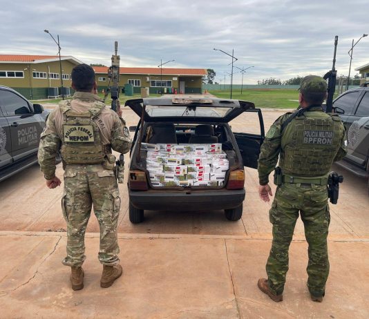 Polícia Federal e BPFRON realizaram apreensão de cigarros paraguaios em Terra Roxa