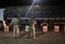 BPFRON e PF apreendem caminhão com 20 mil pacotes de cigarros contrabandeados do Paraguai em Mercedes