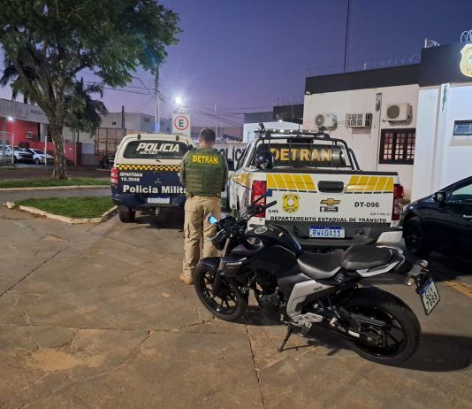Moto furtada em São Paulo é recuperada pelo Detran durante fiscalização em Naviraí