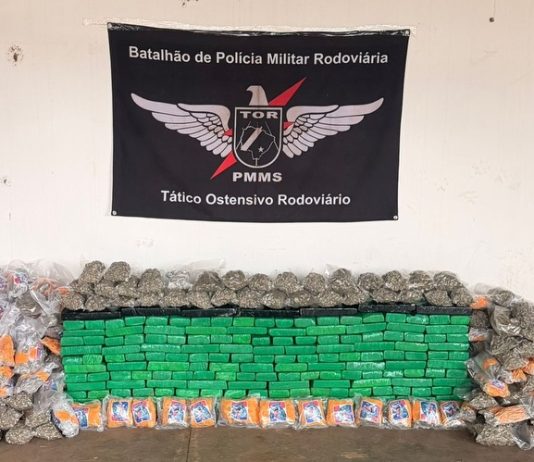 TOR apreende 245 quilos de drogas na MS-295 e causa prejuízo de R$ 1,1 milhão ao crimer entre Paranhos e Tacuru