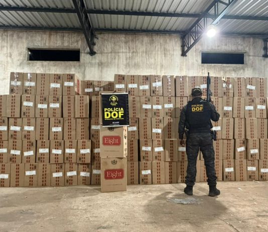 DOF apreende mais de 22 mil pacotes de cigarros contrabandeados em depósito clandestino em Mundo Novo