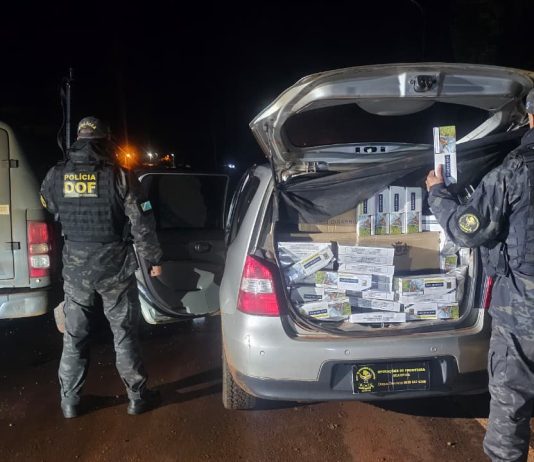 DOF apreende veículo com 1,5 mil pacotes de cigarros paraguaios em Laguna Carapã