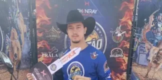 Peão de Amambai vence grande rodeio em touros no Mato Grosso