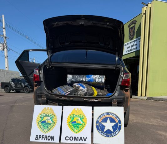 Ação do BPFRON, COMAV e Receita apreende 226 kg de maconha na PR-323 e detém dois adolescentes