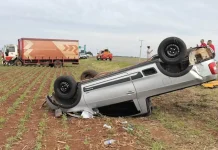 Colisão entre Saveiro e caminhão deixa dois feridos entre Amambai e Ponta Porã