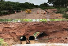 Rompimento de bueiro interdita totalmente trecho da MS-489 entre Naviraí e Porto Caiuá