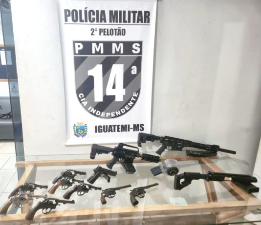 PM apreende 10 armas em compartimento oculto de carro em Iguatemi